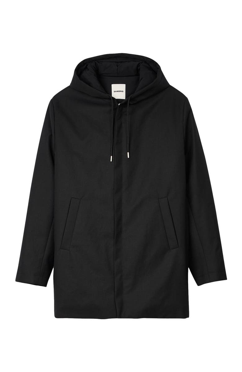 SANDRO Hooded parka with zip, Alternate, color, Black