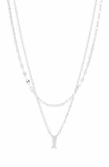 Baguette Cubic Zirconia Pendant Layered Necklace