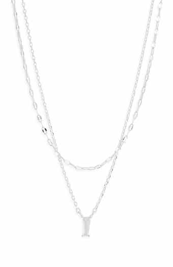 Baguette Cubic Zirconia Pendant Layered Necklace