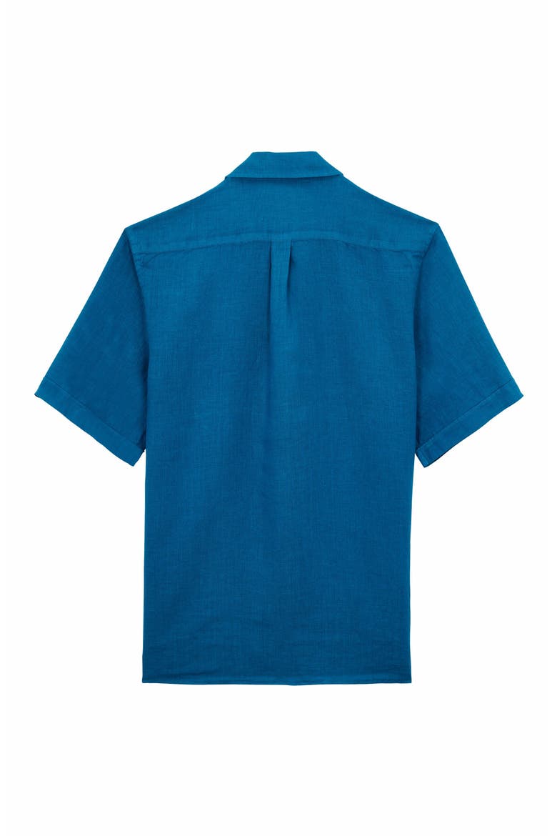 Men's Solid Linen Bowling Shirt, Alternate, color, PAON