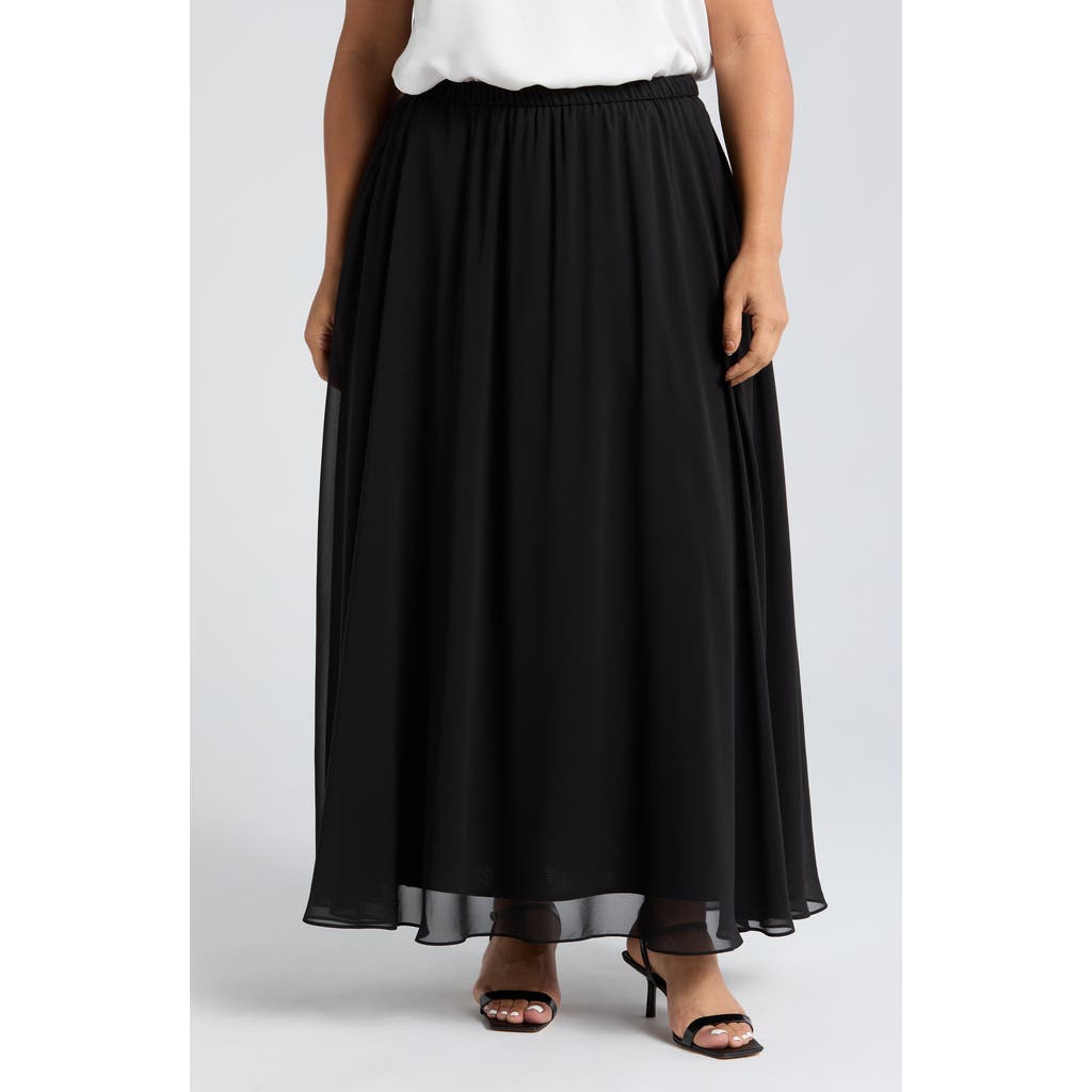 Alex Evenings Chiffon Maxi Skirt In Black