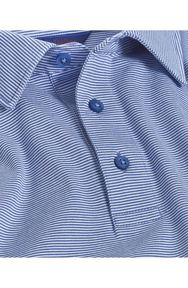 David Donahue Stripe Interlock Cotton Polo, Alternate, color, Denim