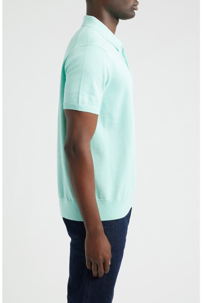 Supima® Cotton Polo Sweater, Alternate, color, AQUA HEATHER
