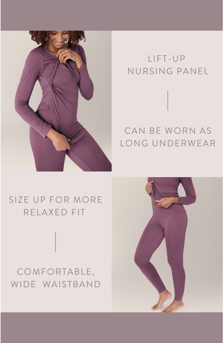 Kindred Bravely Jane Nursing Pajama Set, Alternate, color, Burgundy Plum