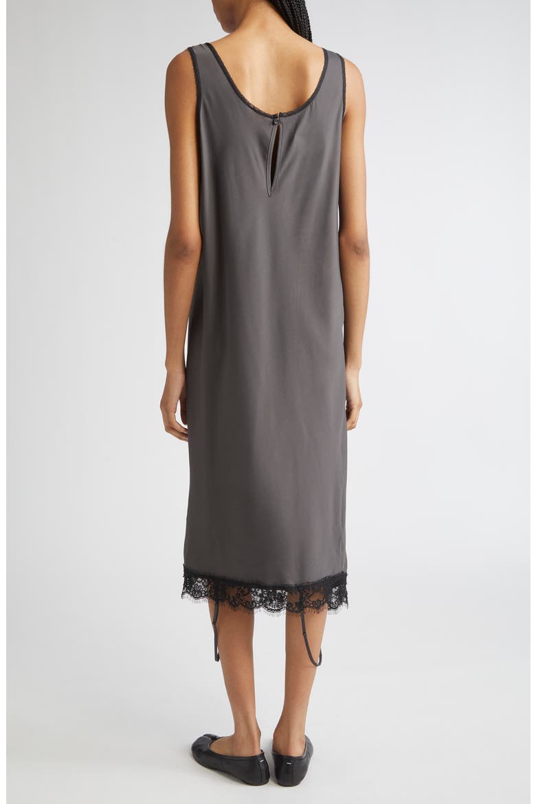 Convertible Lace Trim Satin Midi Dress, Alternate, color, ANTHRACITE