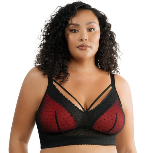Parfait Mia Dot Wire-free Padded Mesh Bralette In Black