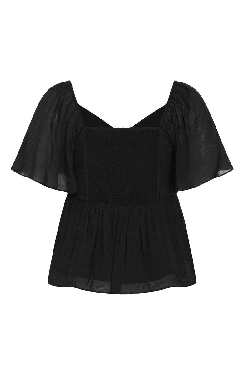 City Chic Marci Flutter Sleeve Top, Alternate, color, Black
