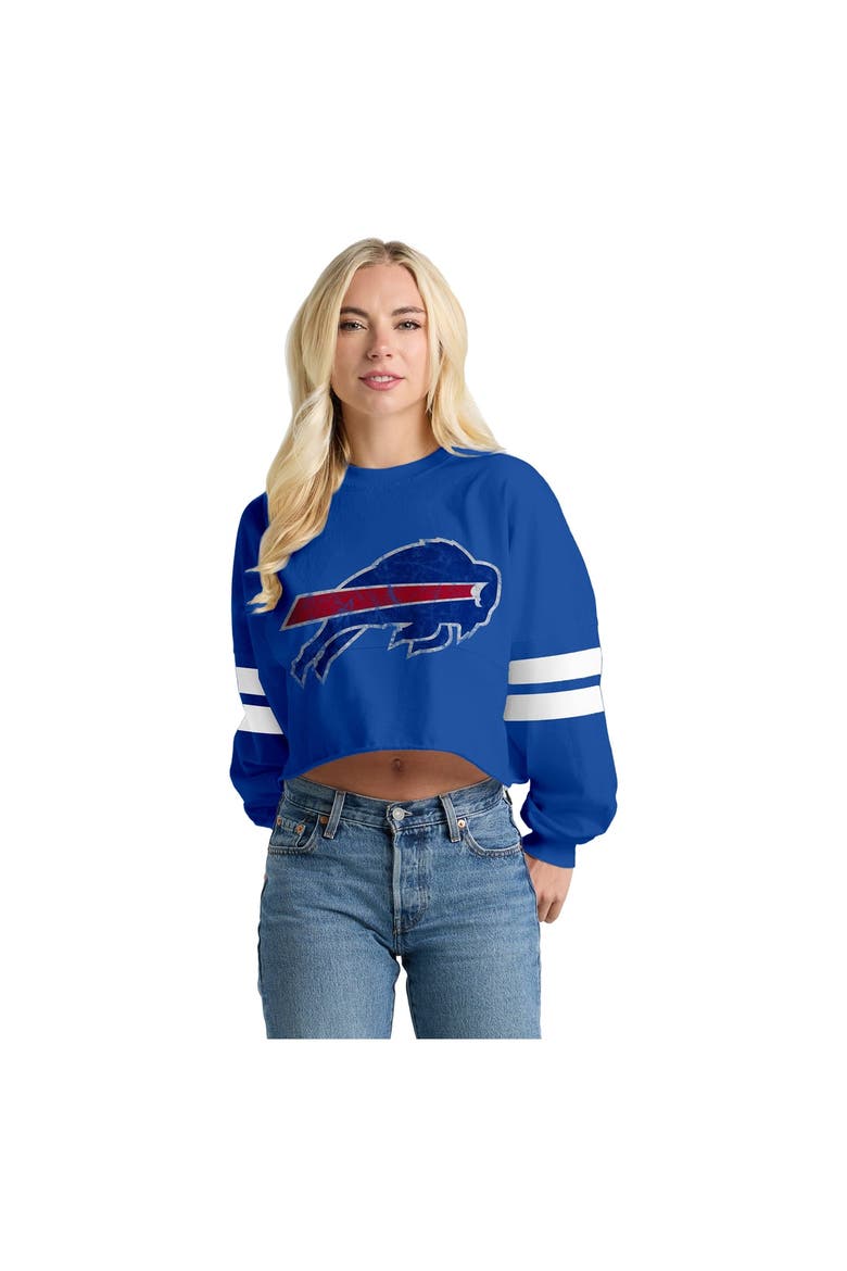 Women's Spirit Jersey  Royal Buffalo Bills Oversized Cropped Stripe Long Sleeve T-Shirt, Main, color, Royal