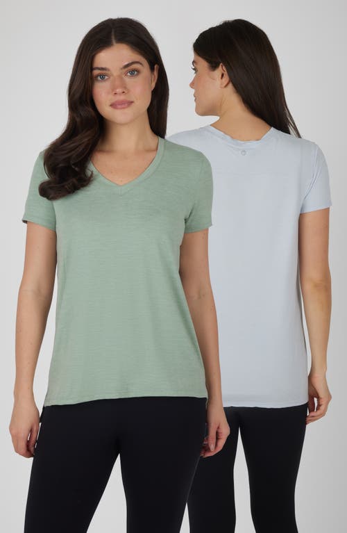 90 Degree By Reflex City View 2-pack High-low T-shirts In Heather Iceberg Green/ht