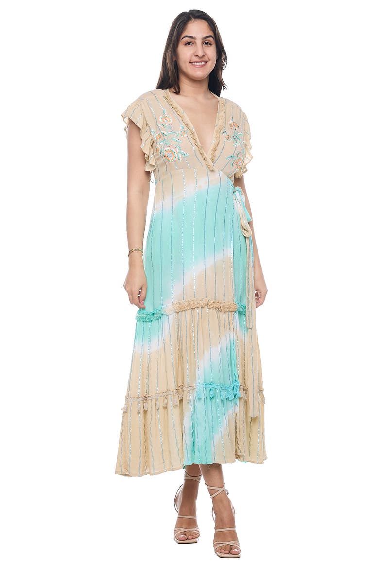 Surplice Wrap Maxi Dress, Alternate, color, NATURAL