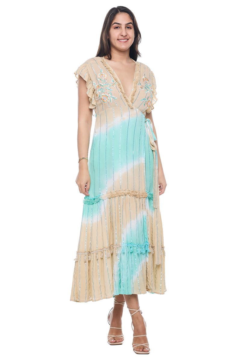 RANEES Surplice Wrap Maxi Dress, Alternate, color, Natural