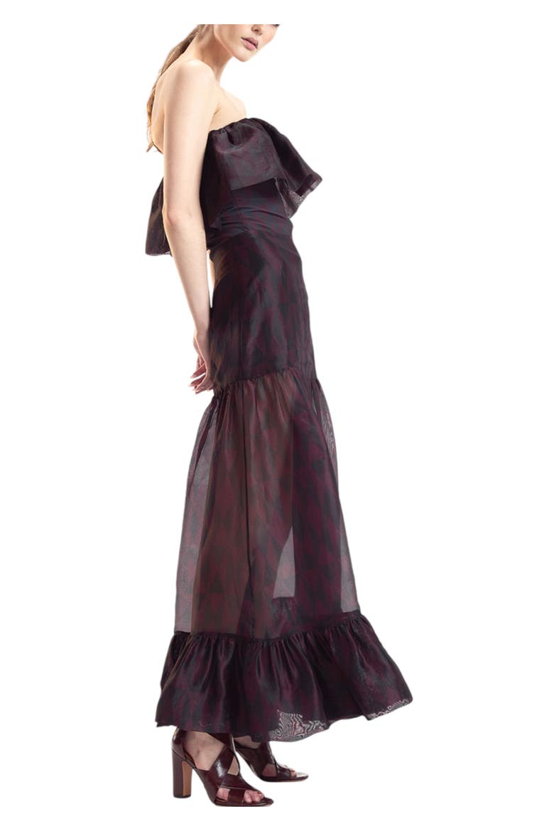 Organza Mesh Flounce Tube Top, Alternate, color, Black/Burgundy