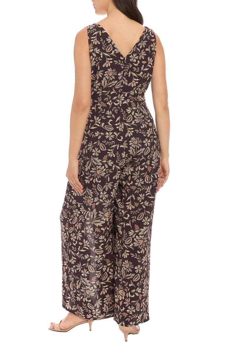 London Times Floral Walk-Through Jumpsuit, Alternate, color, Brown/ Beige