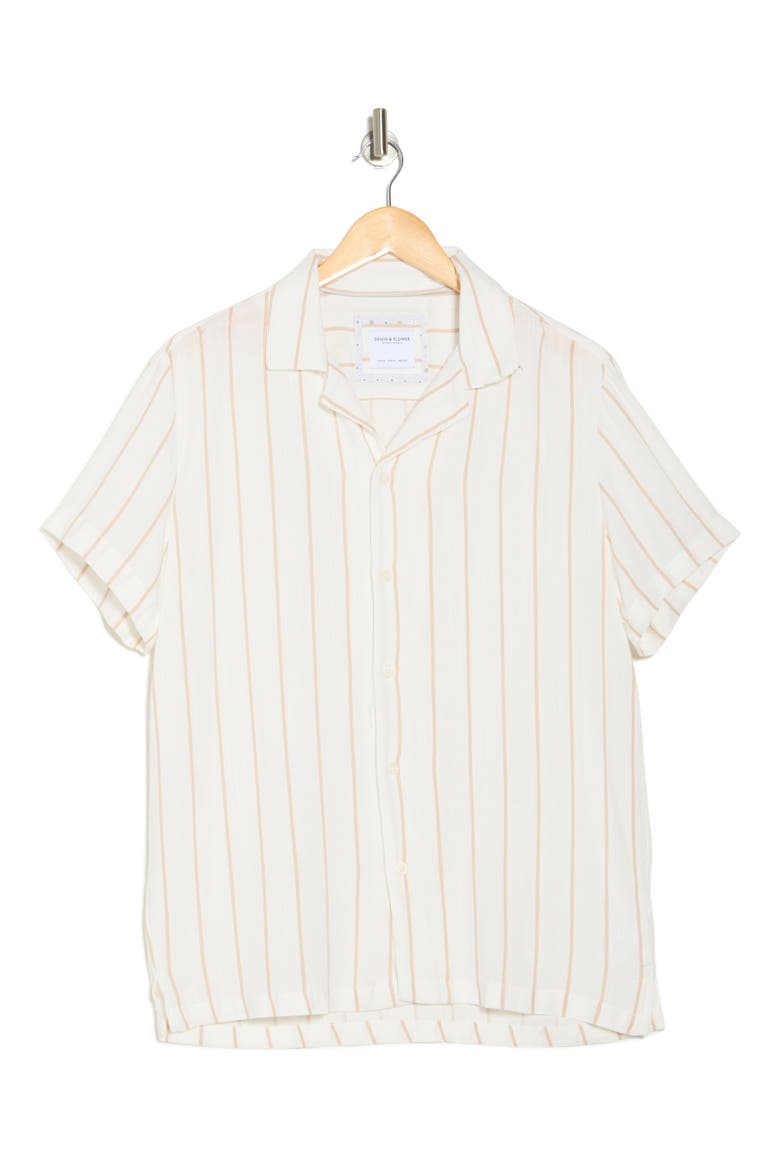 Stripe Viscose Camp Shirt, Alternate, color, WHITE KHAKI