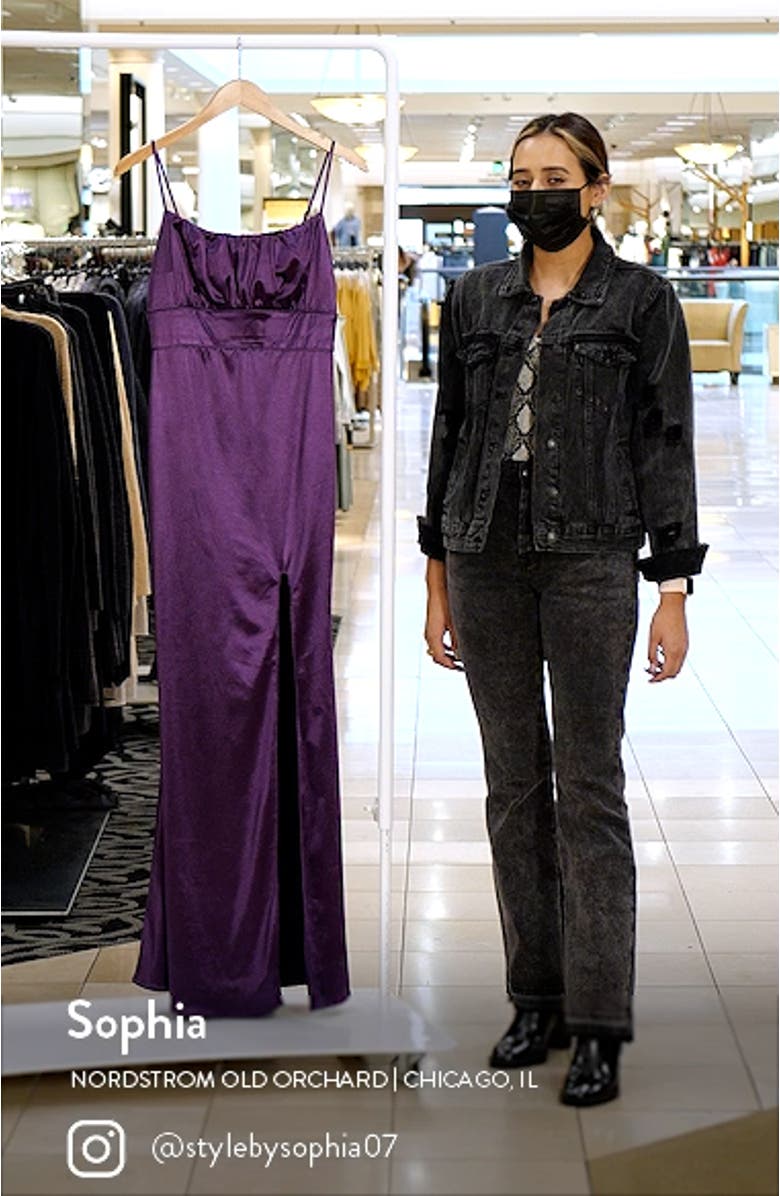 Under the Spotlight Sleeveless Satin Gown, sales video thumbnail