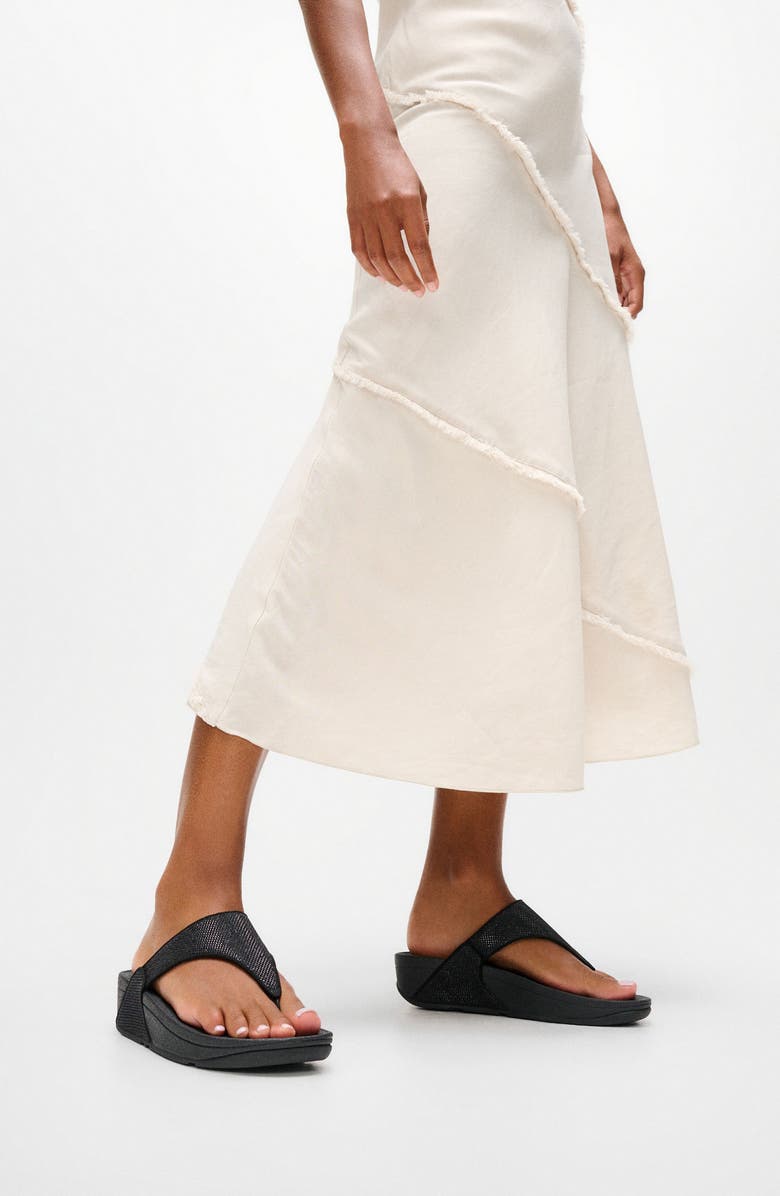 FitFlop Lulu Shimmerglitz Toe Post Sandal, Alternate, color, Black