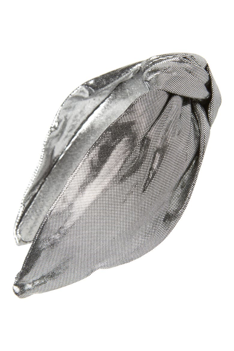 Tasha Metallic Knot Headband, Main, color, SILVER