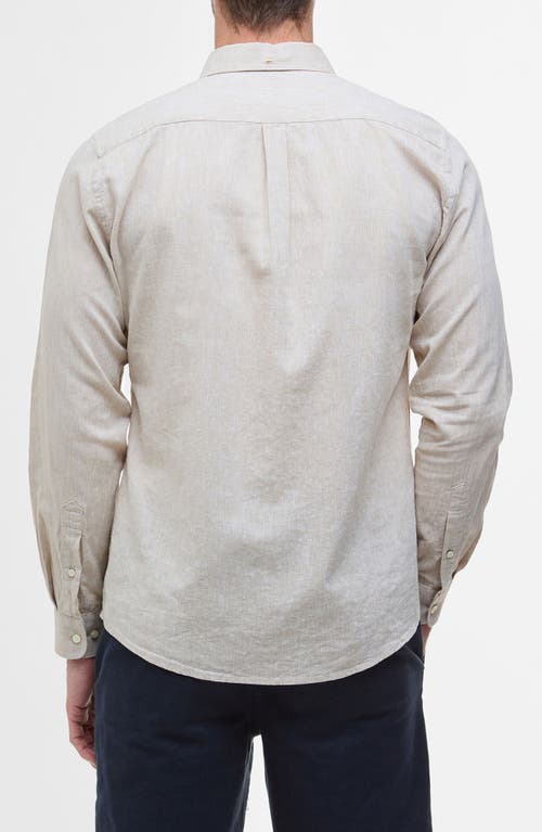 Barbour Slub Linen & Cotton Button-down Shirt In Stone
