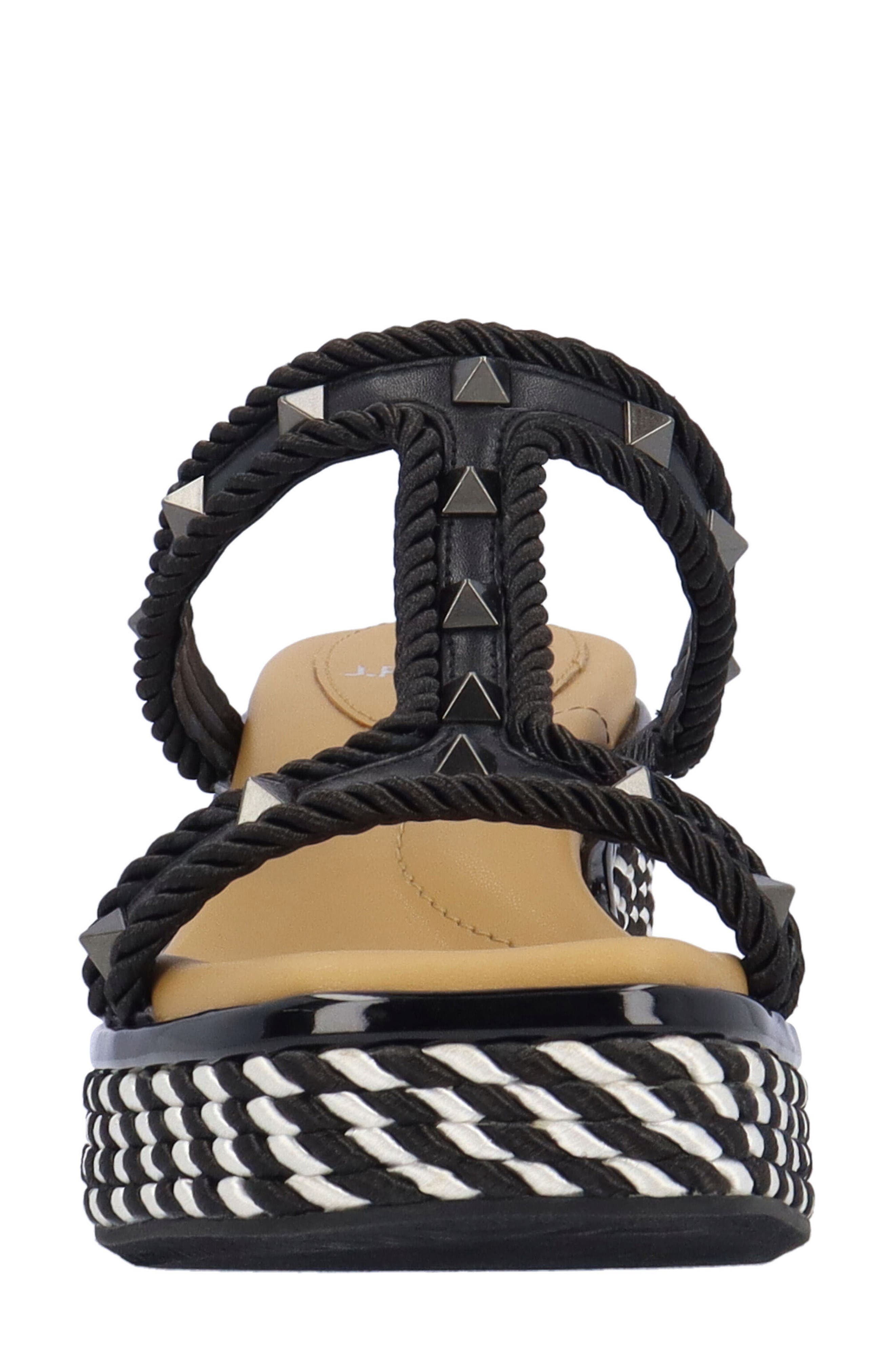 J. Reneé Tavelle Platform Wedge Sandal, Alternate, color, Black/ White