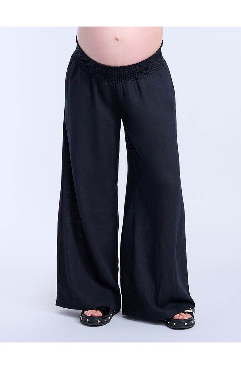 MOTHERHOOD MATERNITY Smocked Waist Wide Leg Pant, Main, color, Black