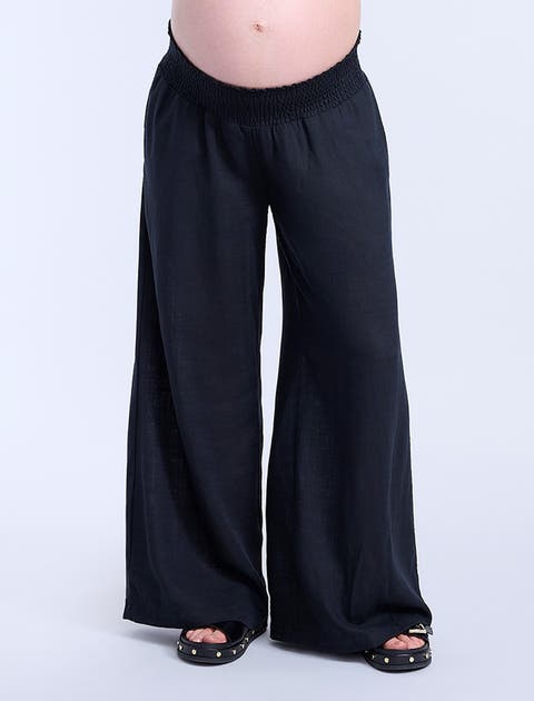 Smocked Waist Wide Leg Pant