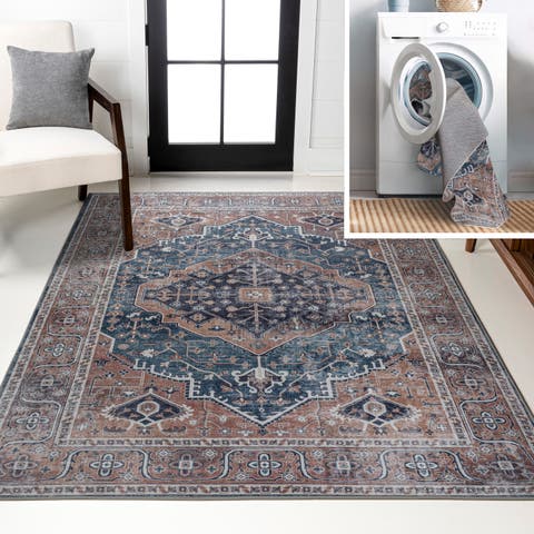 Alacati Ogee Medallion Machine-Washable Area Rug