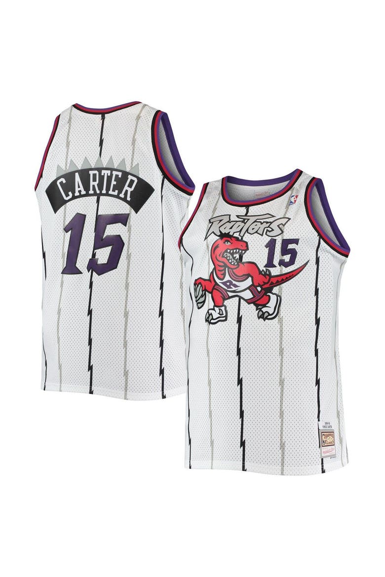 Men's Mitchell & Ness Vince Carter White Toronto Raptors 1998/99 Big & Tall Hardwood Classics Swingman Jersey, Main, color, White