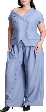 ELOQUII Pleat Detail Trouser With Long Belt