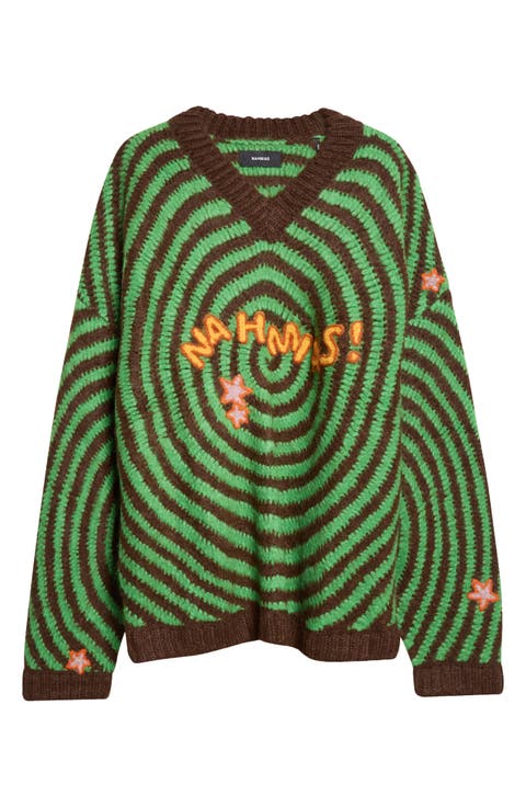 Wipeout Appliqué Crochet Alpaca & Merino Wool Blend Sweater