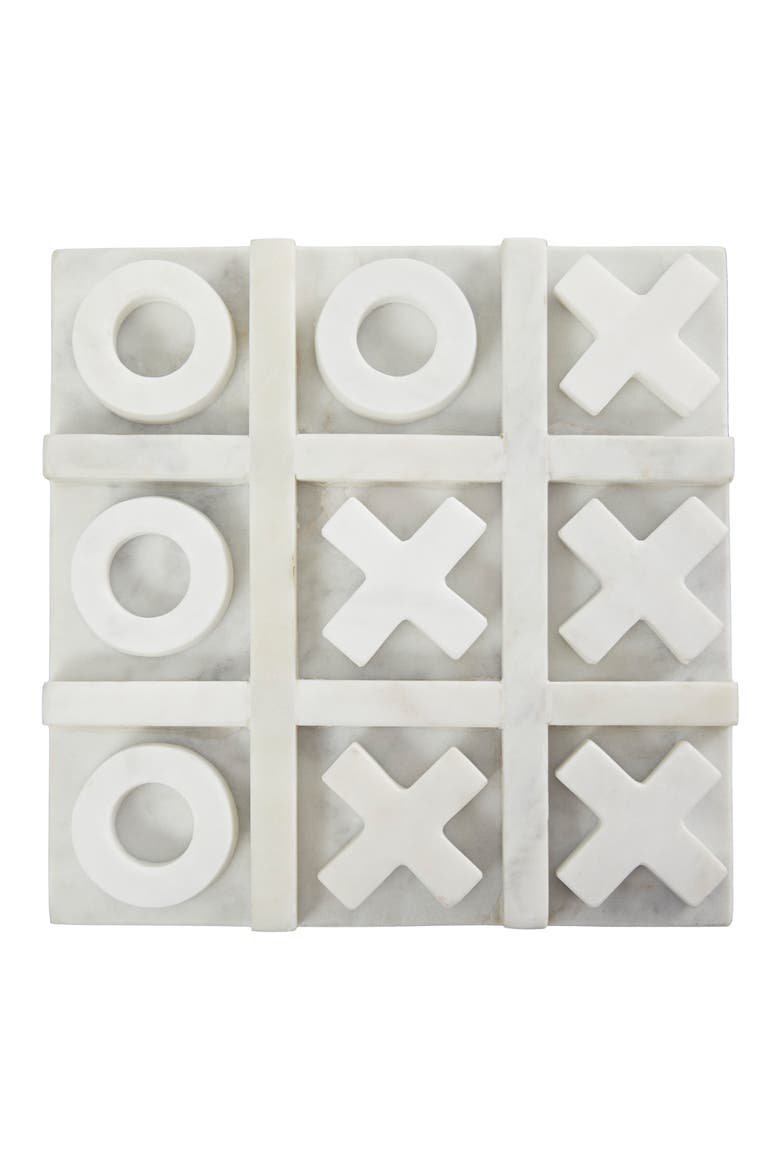 Marble Tic Tac Toe Set, Main, color, WHITE