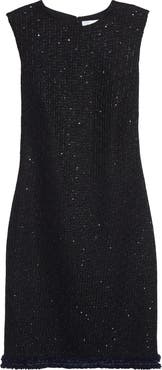 ST. JOHN Sequin Tweed Knit Sleeveless Dress