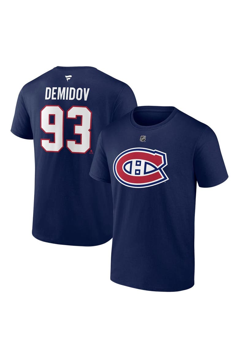 Men's Fanatics Ivan Demidov Navy Montreal Canadiens Authentic Stacked Name & Number T-Shirt, Alternate, color, Navy