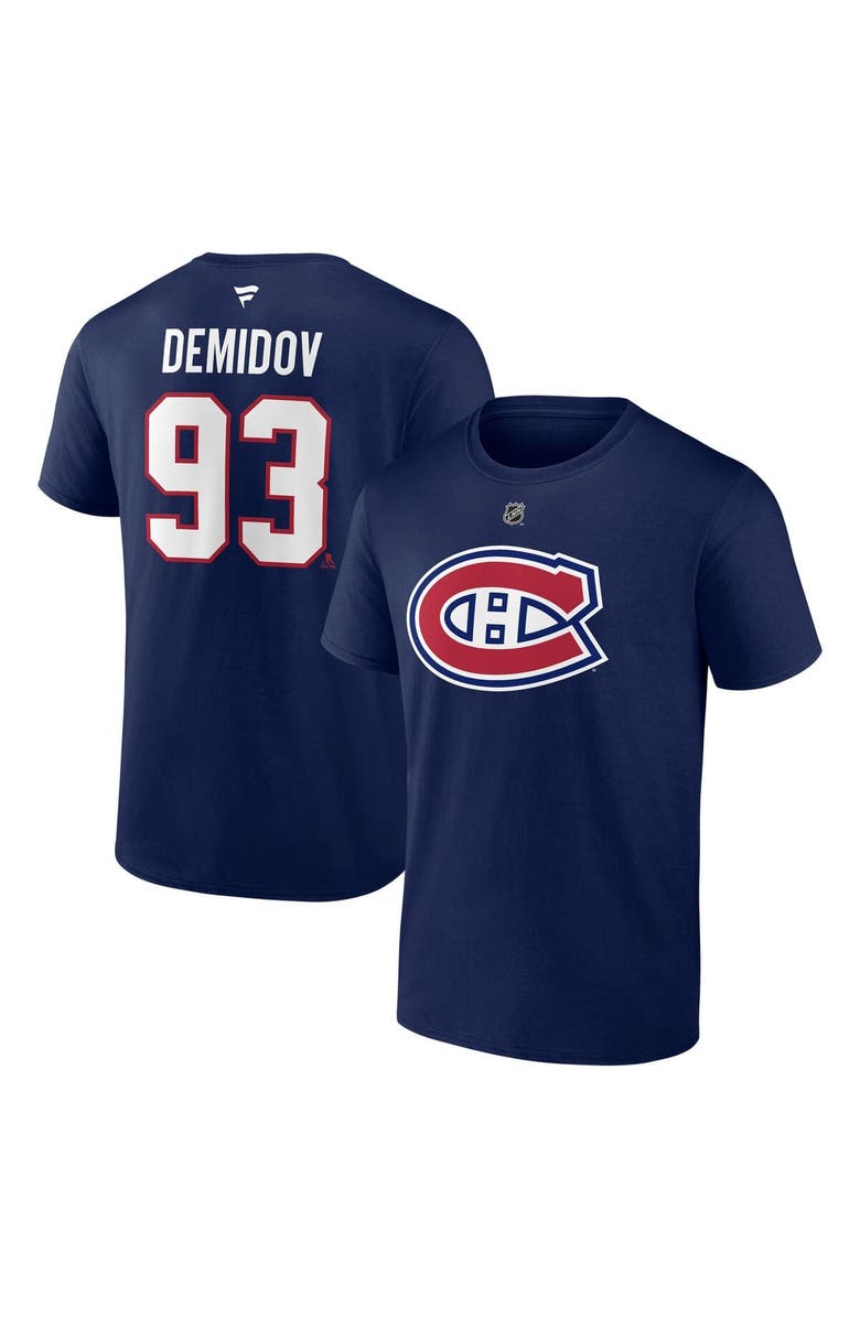 FANATICS Men's Fanatics Ivan Demidov Navy Montreal Canadiens Authentic Stacked Name & Number T-Shirt, Alternate, color, Navy