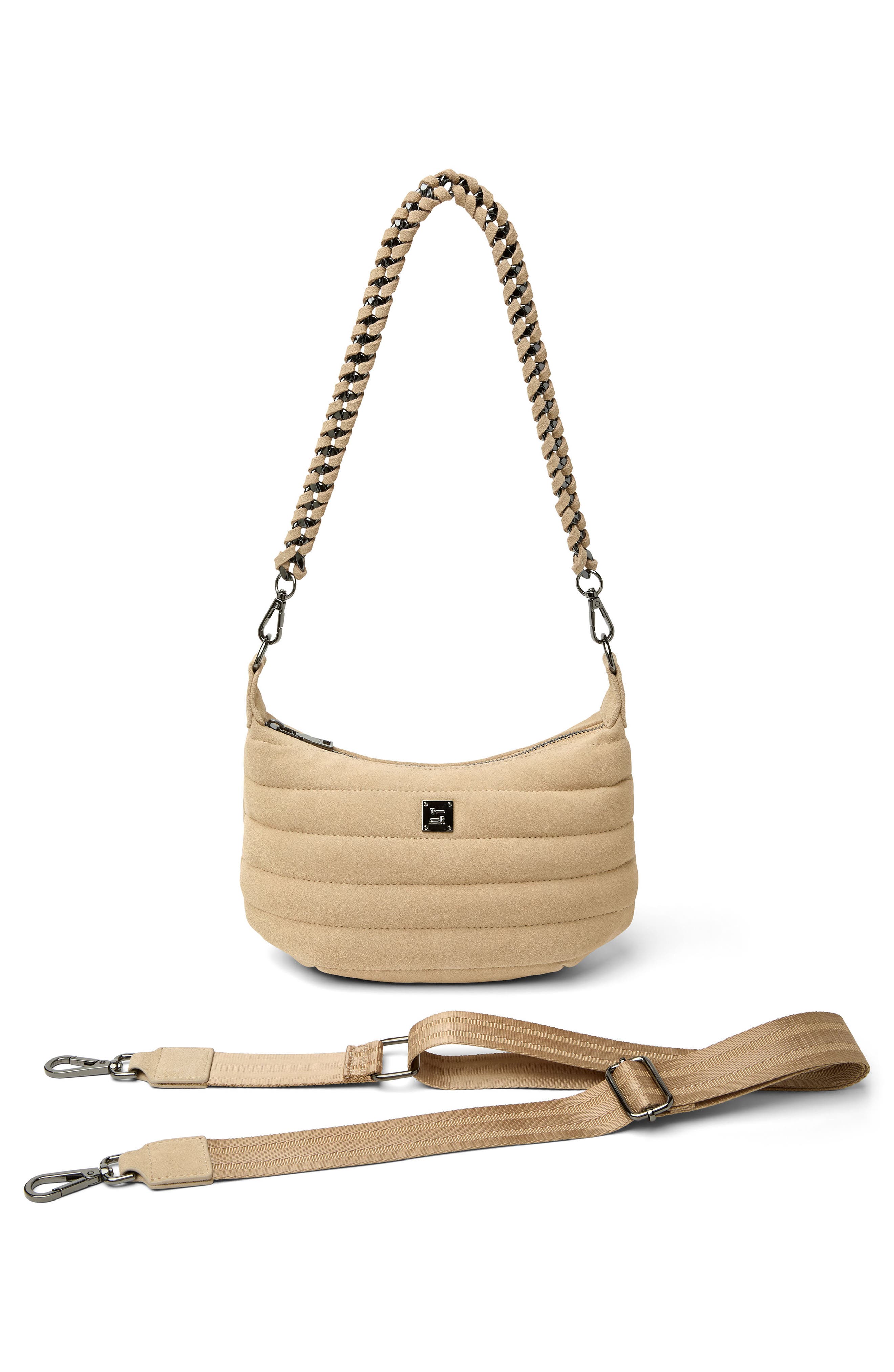 Quilted Mini Moon Crossbody Bag, Alternate, color, SOFT SAND SUEDE