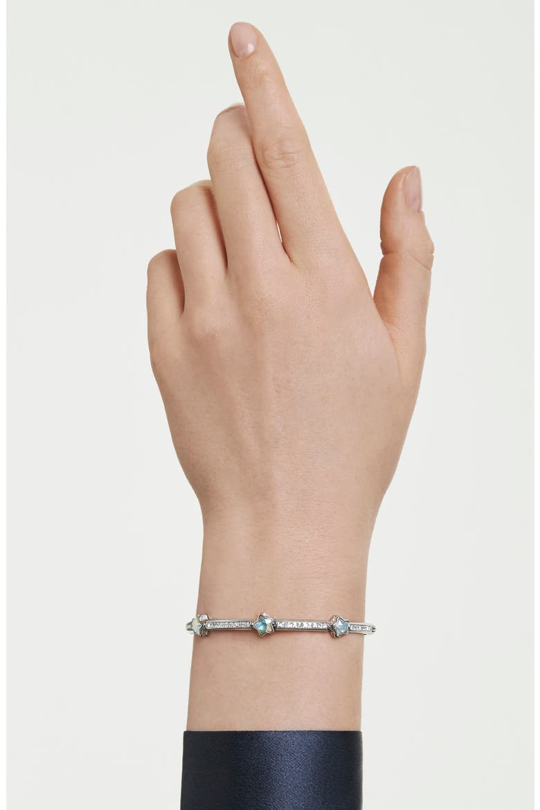 Chroma Crystal Bangle, Alternate, color, WHITE RHODIUM PLATED