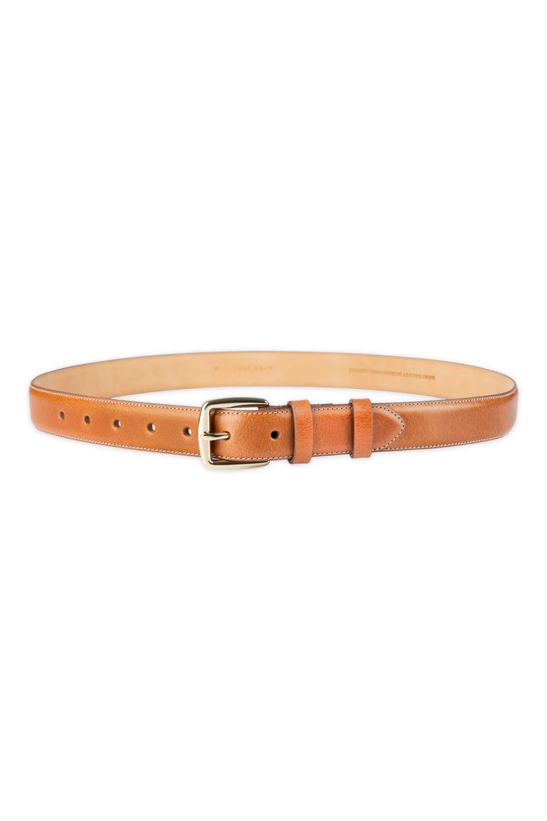 Feather Edge Leather Belt, Main, color, TAN
