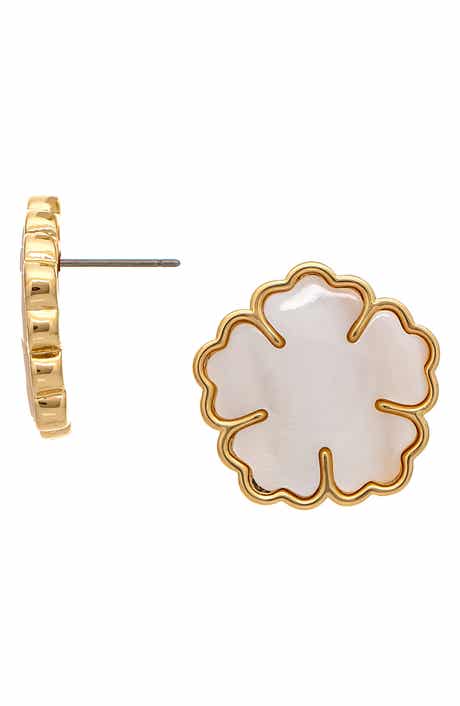 Mother of Pearl Flower Stud Earrings