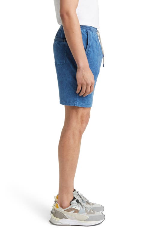 Stone Rose Acid Wash Fleece Shorts In Navy