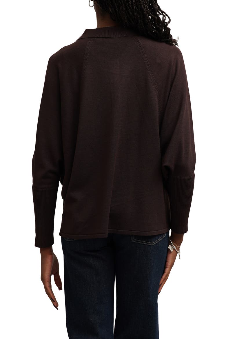Polo Dolman Sleeve Sweater, Alternate, color, HICKORY BROWN