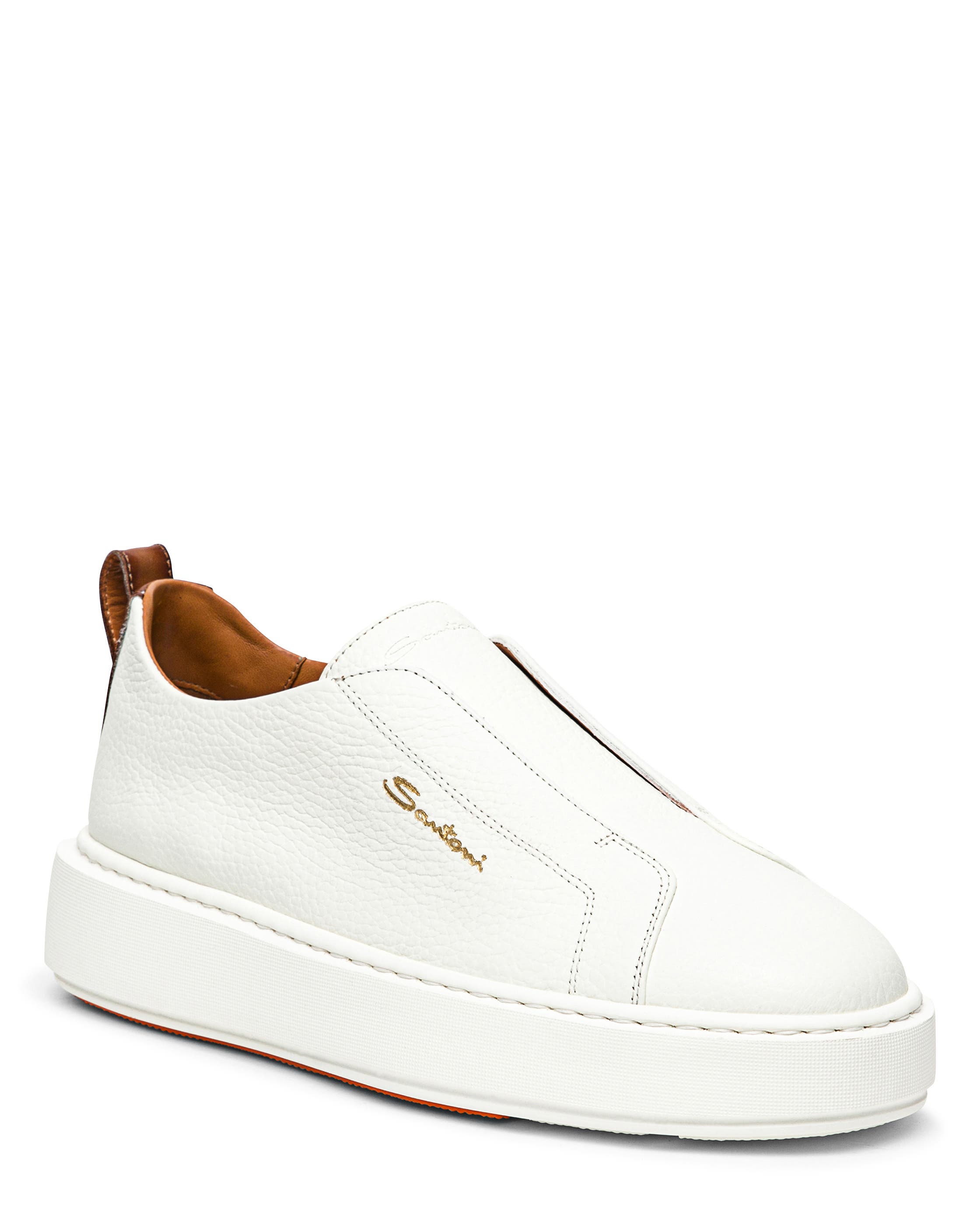 Tumbled Leather Slip-On Sneaker, Alternate, color, White