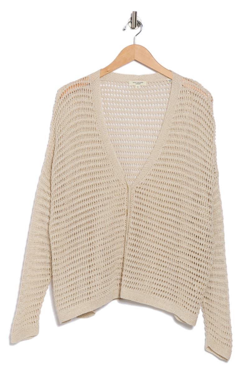 MAX STUDIO Open Stitch Cardigan, Alternate, color, Oyster