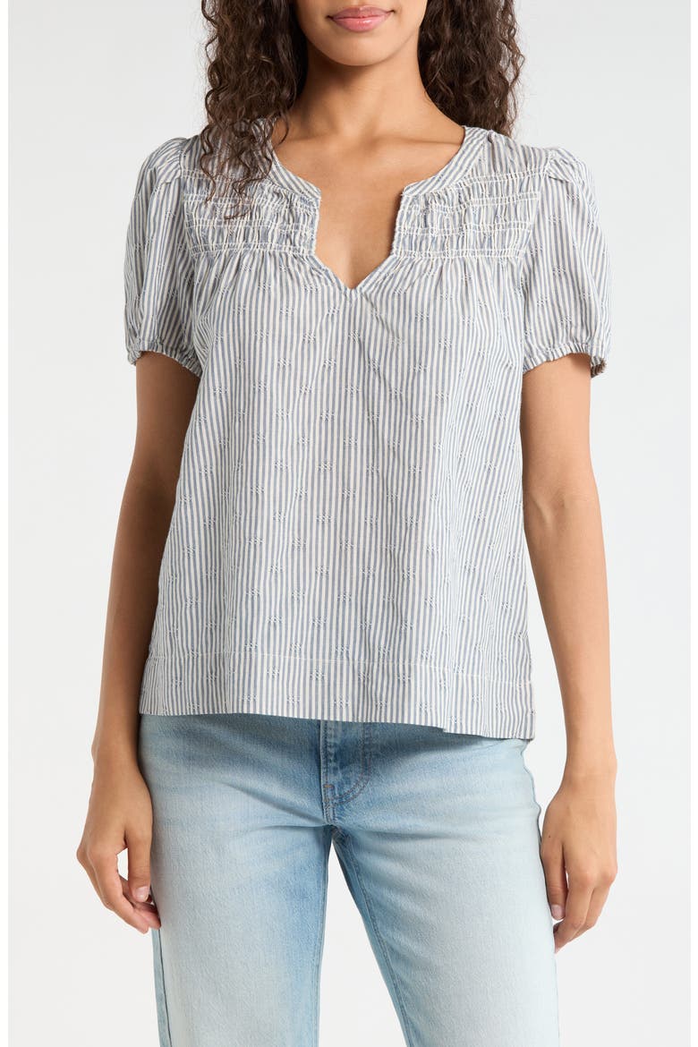 Stripe Smock Detail Cotton Top (Women) | Nordstrom