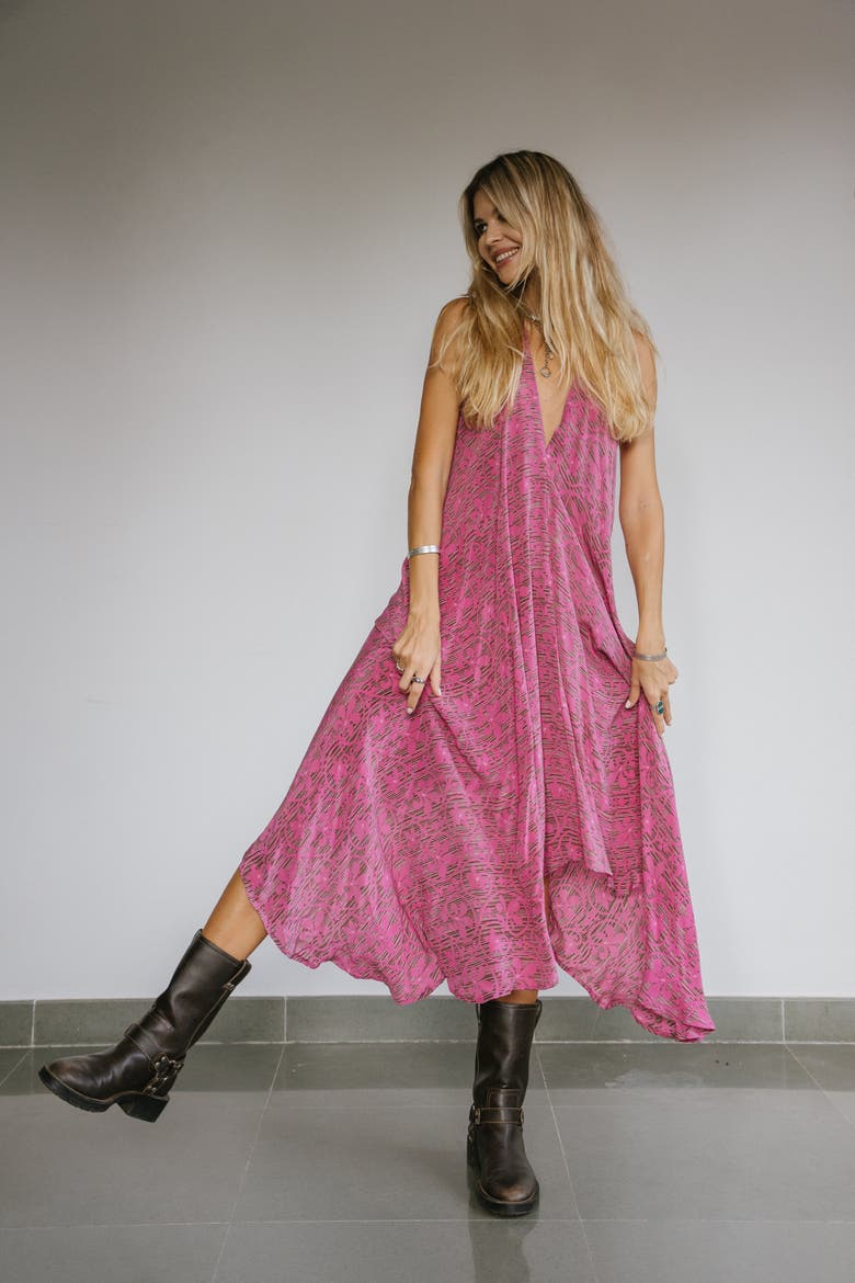 Classic Silk Dress Penny, Alternate, color, Pink & Grey