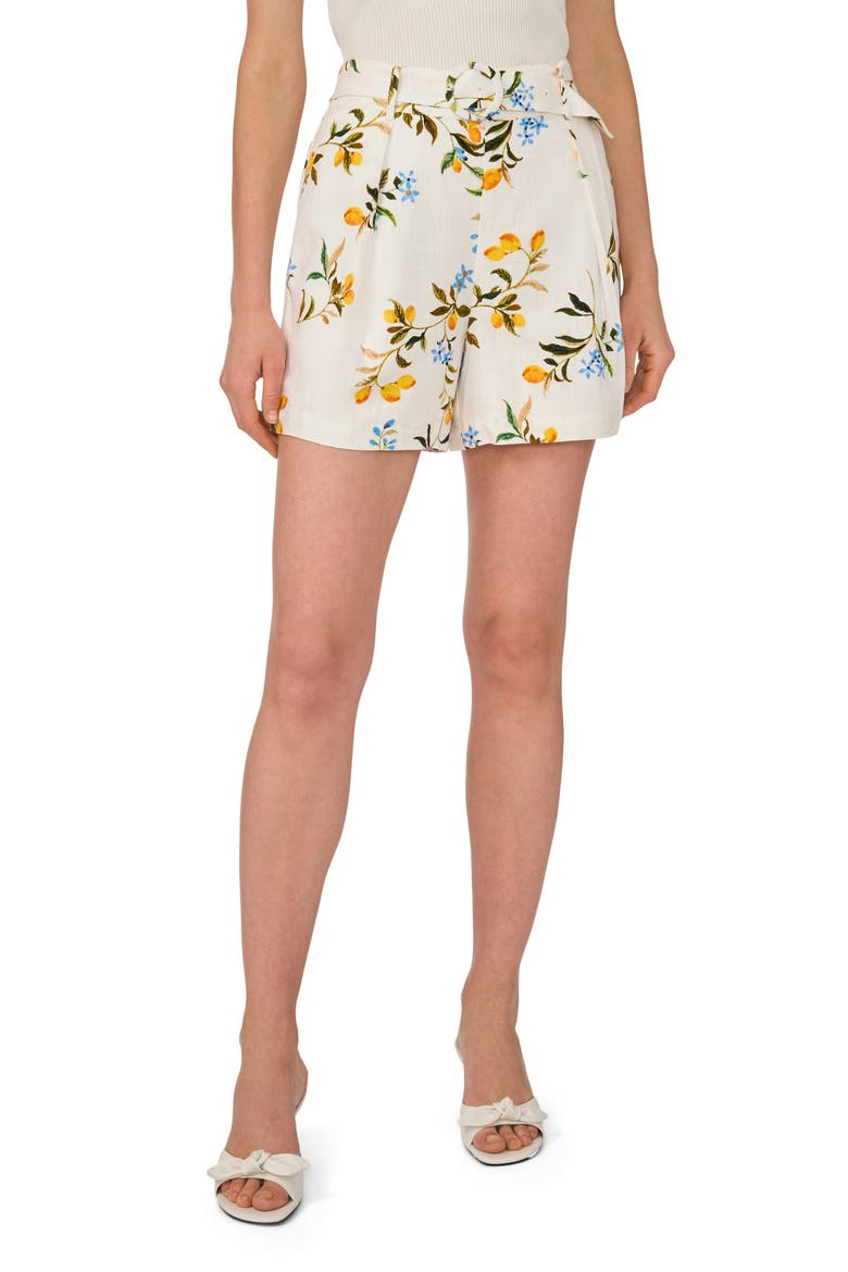 Belted Pleated Shorts, Main, color, ULTRA WHITE