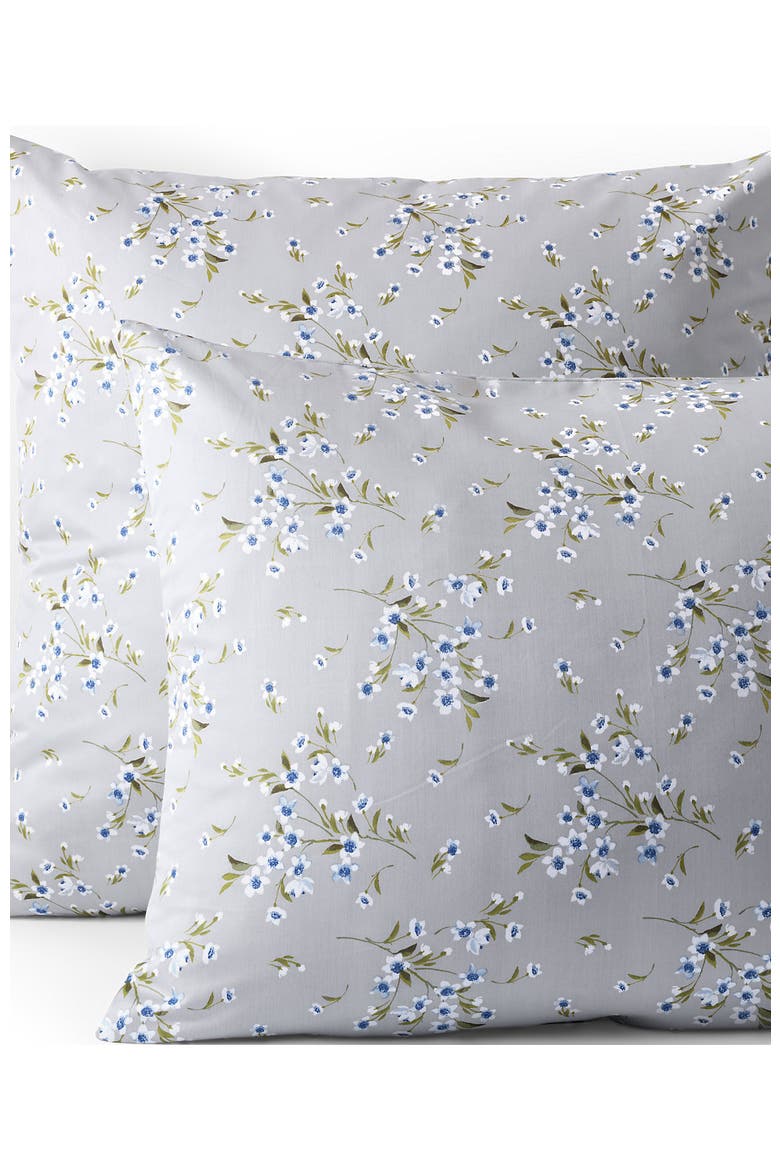 700 Thread Count Luxe Sateen Egyptian Cotton No Iron Bed Pillow Sham, Main, color, Light Fog Snow Drop Floral