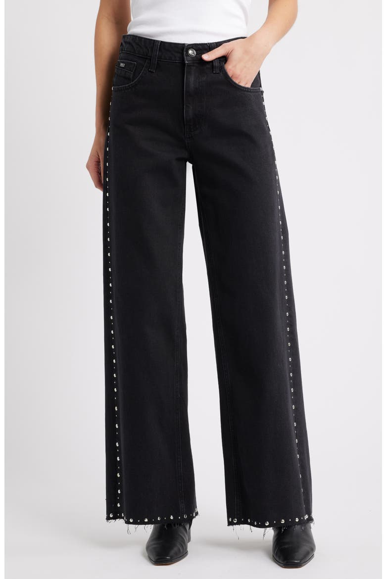 Rebecca Stud Seam Wide Leg Jeans, Main, color, STUDDED SMOKE DENIM