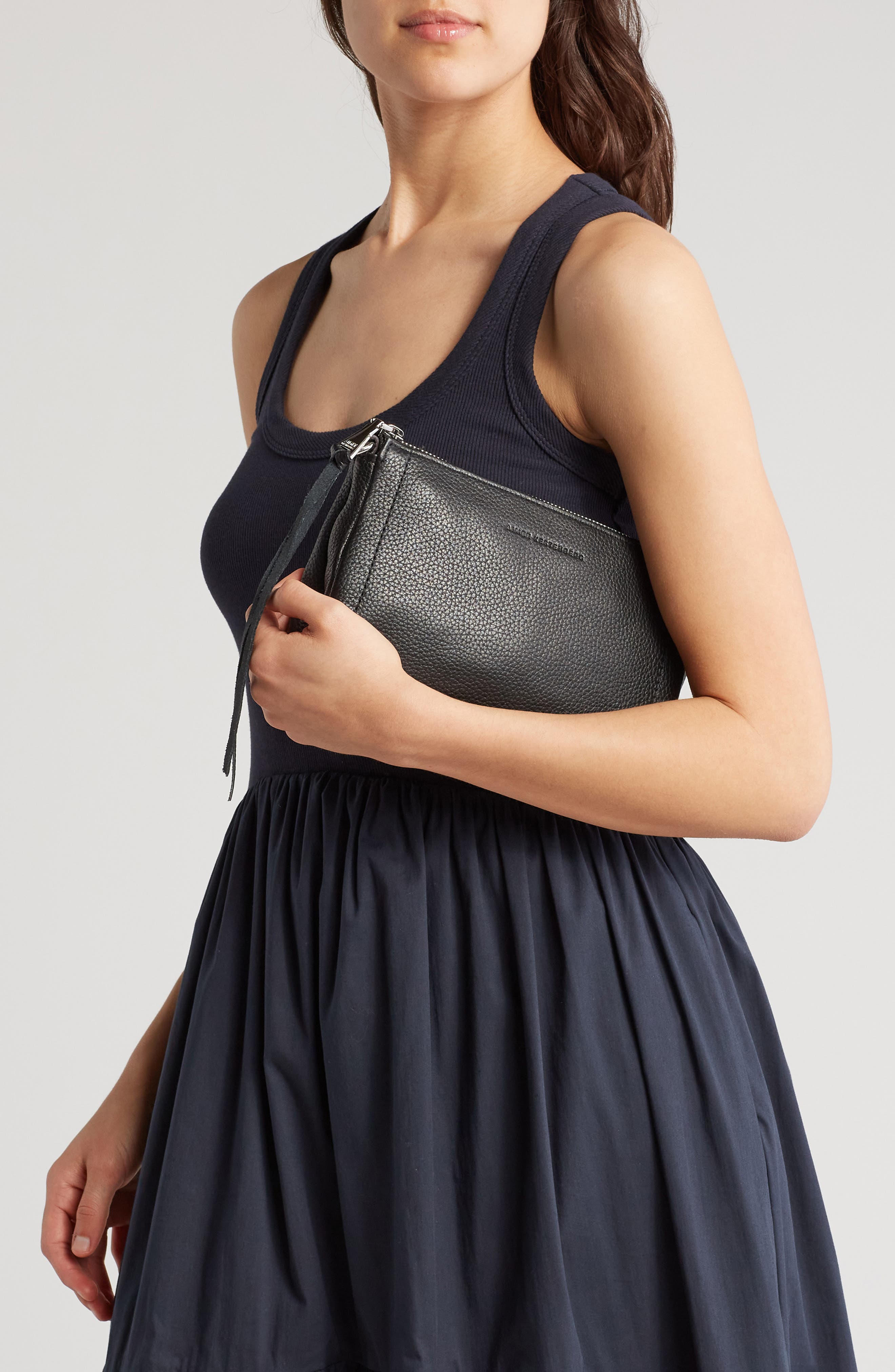 AIMEE Madrid Leather Crossbody Bag, Alternate, color, Black With Silver