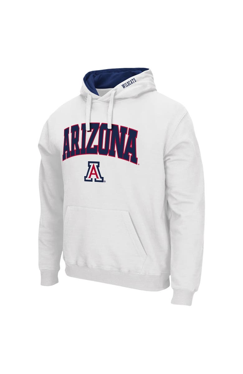 COLOSSEUM Men's Colosseum White Arizona Wildcats Arch & Logo 3.0 Pullover Hoodie, Alternate, color, White