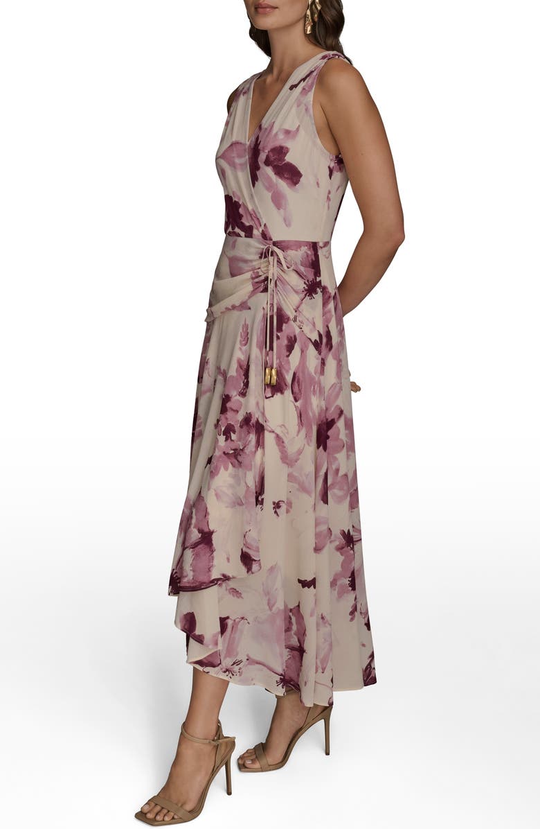 Donna Karan New York Floral Print Midi Dress, Alternate, color, Wisteria