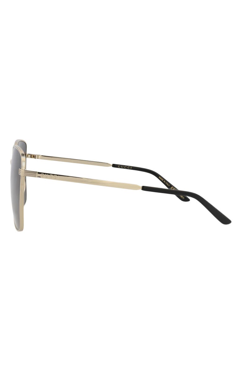 Gucci 57mm Square Sunglasses, Alternate, color, Gold Gold Grey